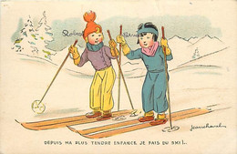 - Thèmes Div. - Ref-NN987- Illustrateurs - Illustrateur Jean Cheval - Skieuses - Ski - Sports D Hiver - - Cheval