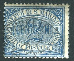 SAN MARINO 1892-94 CIFRA O STEMMA 2 C. USATO - Unused Stamps