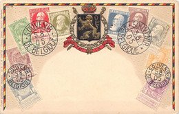 Belgique - Souvenir De Belgique - 1905 - Carte Philatélique Déposée - Blason - Devise Belge - Carte Postale Ancienne - Other & Unclassified