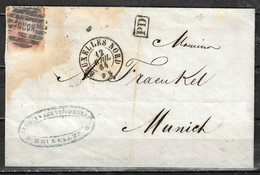 Lettre De 1864 De Bruxelles Pour Munich (Allemagne) - Affranchissement : 16 Oblit. à Barres NORD - LOOK!!!! - Postmarks - Lines: Ambulant & Rural