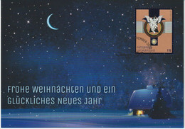 Liechtenstein Glückwunschkarte / Christmas Card 2022 - Snow - Night - Angel - Storia Postale