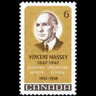CANADA 1969 - Scott# 491 Gov.V.Massey Set Of 1 MNH - Unused Stamps