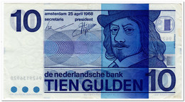 NETHERLANDS,10 GULDEN,1968,P.91,VF - 10 Florín Holandés (gulden)