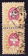 1881 3 Fr. Braun Und Rosa Telegraphen Marke, Im Paar, Gestempelt OERLIKON, Faserpapier - Telegrafo