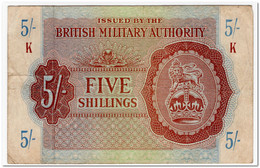 GREAT BRITAIN,BRITISH MILITARY AUTORITY,5 SHILLINGS,1943,P.M4,VF - Autoridad Militar Británica