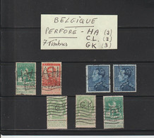 BELGIQUE - PERFORÉS  .H.A. - C.L. - G.K.  -- Lot De 7 Timbres Divers Oblitérés  -- 2 Scannes - Non Classés