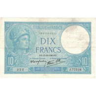 France, 10 Francs, Minerve, 1940, 322 J.77516, TTB, Fayette:7.17, KM:84 - 10 F 1916-1942 ''Minerve''