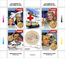 Tchad 2022, Nobel Prize 2022, Space, Helicopter, Ambulance, Red Cross, Train, Fossil, 4val In BF - Afrique