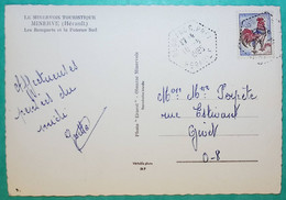 N°1331 COQ DECARIS CACHET MANUEL POSTE AUTOMOBILE OLONZAC CPN°1 HERAULT CARTE POSTALE POUR GIVET ARDENNES 1965 FRANCE - 1962-1965 Haan Van Decaris