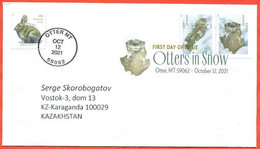 United States 2021.FDC.The Envelope  Passed Through The Mail. Otters In Snow. - 2011-...