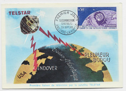 ANDORRE 50C TELSTAR SATELLITE CARTE MAXIMUM ANDORRE LA VIEILLE 29 SEPT 1967 - Covers & Documents