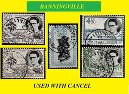 BANNINGVILLE BELGIAN CONGO / CONGO BELGE CANCEL STUDY [4] WITH COB 331+336 X 2 +334 +289 [ 5 STAMPS ] - Variétés Et Curiosités