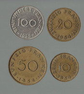SARRE - LOT - 10 20 50 FRANKEN 1954 - 100 FRANKEN 1955 - De TB à TTB - Autres & Non Classés