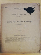 L7 - 1897 Liste Des Journaux Belges Prix Abonnements N°500-7 Belgique PTT Postes - Administrations Postales
