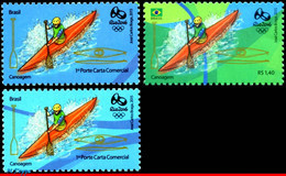 Ref. BR-OLYM-E15 BRAZIL 2015 SPORTS, OLYMPIC GAMES, RIO 2016,, CANOEING,STAMPS OF 2ND AND 4TH SHEET,MNH 3V - Sommer 2016: Rio De Janeiro