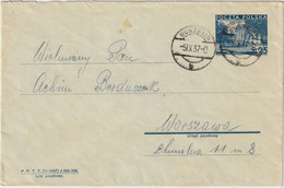 POLAND 1937 - Postal Envelope Mi.49 (3rd Issue V-1937) Used BURZENIN To WARSAW - Covers & Documents