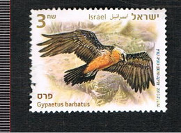 ISRAELE (ISRAEL)  - SG 2209   - 2013 BIRDS OF PREY: GYPAETUS BARBATUS  - USED° WITH LIGHT DEFECT IN PERFORATION - Gebraucht (ohne Tabs)