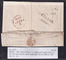 Bristol 1801 Folded Letter With Two-line Dated Handstamp To London - ...-1840 Precursores