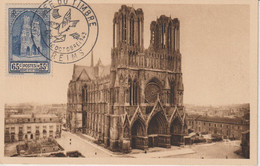 France Carte Maximum Cathédrale De Reims 399 Oblit. Journée Du Timbre 1943 - 1930-1939