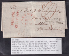 Bristol Penny Post 1818 Folded Letter To Alton, No2 And Alton Penny Post - ...-1840 Precursores