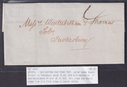 Bristol 1839 Uniform Penny Post To Tewkesbury Folded Letter, Manuscript 4 - ...-1840 Precursores