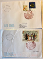 2 Modern AIR MAIL Covers To Denmark With Good Stamps - Storia Postale