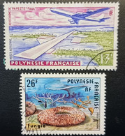 Polynésie Française Lot De 2 Timbres - Fungia - Avion- - Collections, Lots & Séries