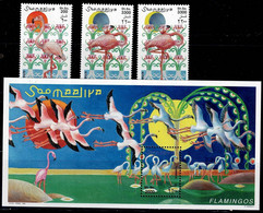 SOMALIA 1998 BIRDS FLAMINGO MI No 726-8 +BLOCK 56 MNH VF!! - Flamingos