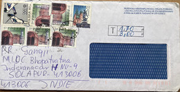 POLAND - 2005, COVER USED TO INDIA, TAX, DUE, BOX, MULTI-7 STAMP, OLYMPIC, SPORT, GAME 1972 FENCING, SANDOMIERZ PALACE, - Briefe U. Dokumente