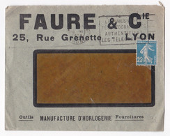 Enveloppe 1924, Faure & Cie , Manufacture D’horlogerie à Lyon - Briefe U. Dokumente