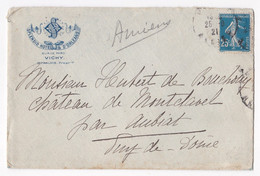 Enveloppe 1921, Splendid Hôtel & D’Orléans Vichy Pour Le Château De Montclavel Aubiat - Briefe U. Dokumente