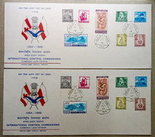 INDIA 1968 ICC OVERPRINTED COMPLETE SET OF 2 F.P.O CANCELLED COVERS & INFORMATION BROCHURE, VIETNAM, LAOS, CAMBODIA - Militaire Vrijstelling Van Portkosten