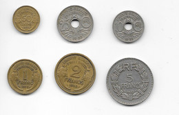 FRANCE - LOT DE 6 MONNAIES - ANNEE 1933 -  10 Cts- 25 Cts  - 50 Cts 1 Franc Et 2 Francs Et 5 Francs - Andere & Zonder Classificatie