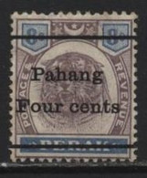 Pahang (11) 1898 Surcharge. 4c. On 8c. Unused. Hinged. - Pahang