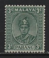 Pahang (12) 1935 Sultan Sir Abu Bakar. 3c. Green. Unused. Hinged. - Pahang