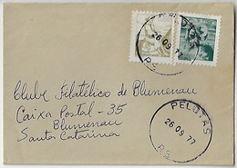 Brazil 1977 Cover Sent From Pelotas To Blumenau Definitive Stamp Profession Prospector And Gaucho - Covers & Documents