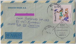 Brazil 1976 Cover From Blumenau To Rio De Janeiro Stamp Frevo Dance From Pernambuco Cancel Meeting Of Philatelists Roof - Covers & Documents