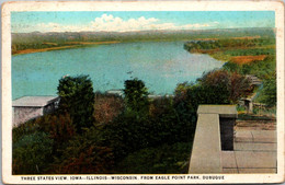 Iowa Dubuque Three States View From Eagle Point Park 1934 Curteich - Dubuque