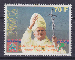 Rwanda 1990 Mi. 1440, 70 Fr. Papal Visit Pabstbesuch Von Johannes Paul II. - Gebraucht