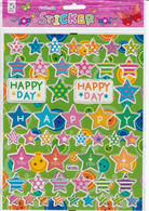 Bunte Sterne Stern Aufkleber / Colorful Star Stars Sticker 1 Blatt 25 X 20 Cm ST265 - Scrapbooking