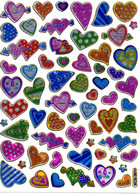 Herz Herzen Liebe Bunt Aufkleber Metallic Look /  Heart Love Colorful Sticker 13x10 Cm ST169 - Scrapbooking