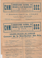 2 PROGRAMMES CONSERVATOIRE DE MUSIQUE ET D'ART CONTEMPORAIN DE TOULON  1941   5 PAGES AU TOTAL - Programme