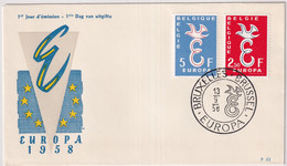 MiNr. 1117 - 1118 Belgien 1958, 13. Sept. Europa  - FDC - 1958