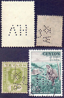 SRI LANKA  CEYLON -  PERFINS  " H.W " + " W X C "  - O - Perforés