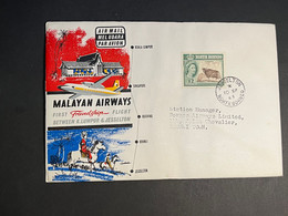 (4 Oø 9) Malaysia FDC - 1 Cover - 1963 - Malayan Airways 1st Flight Form Kuala Lumpur To Jesselton (Brunei P/m) - FDC