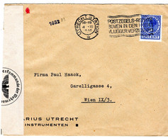 64105 - Niederlande - 1940 - 12.5c Wilhelmine EF A Bf M Dt Zensur UTRECHT - ... -> Deutschland - Lettres & Documents