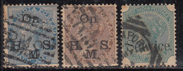 3 Values Service, British East India Used, 1867, 1874 Issue, 3v - 1858-79 Kolonie Van De Kroon