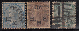 3 Values Service, British East India Used, 1867, 1874 Issue, 3v - 1858-79 Crown Colony