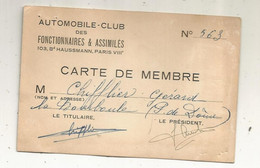 Carte De Membre, AUTOMOBILE-CLUB Des Fonctionnaires & Assimilés , LA BOURBOULE , Puy De Dome - Membership Cards