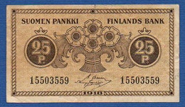 FINLAND - P. 32a (7) – 25 Penniä 1918 VF, Serie 15503559 - Finnland